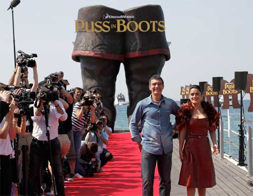Salma Hayek and Antonio Banderas in Cannes for Puss Boots